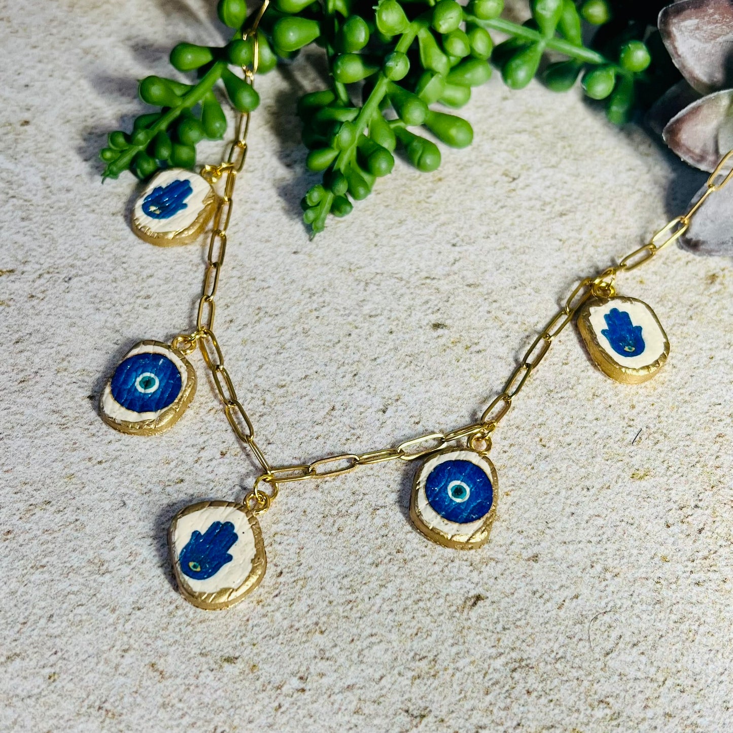 Evil Eye & Hamsa Charm Necklace