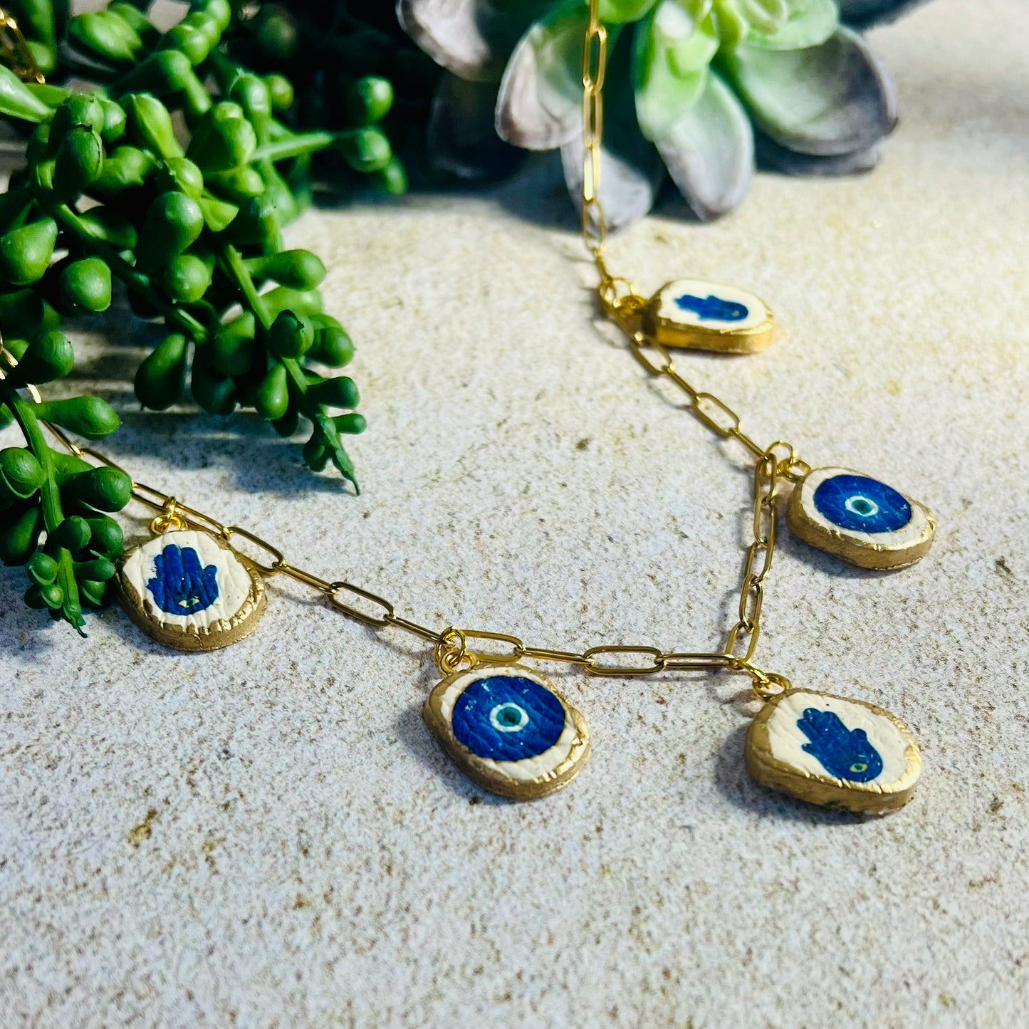 Evil Eye & Hamsa Charm Necklace