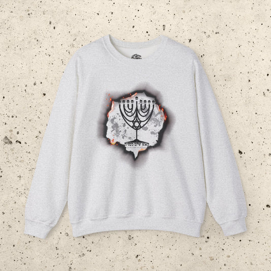 Burning Skull Menorah Crewneck Sweatshirt