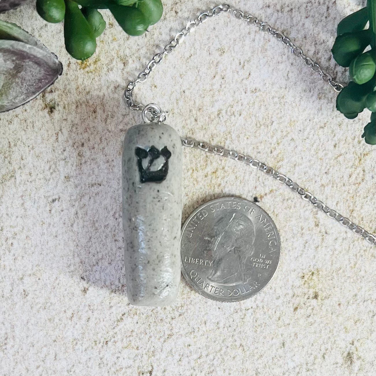 Granite Mezuzah Pendant Necklace