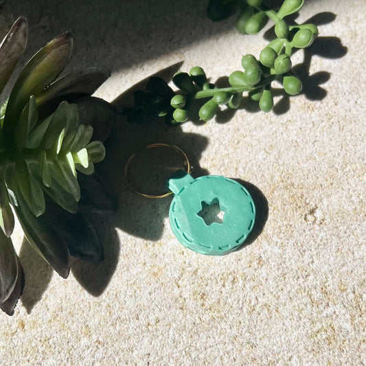 Round Blue Star of David Keychain