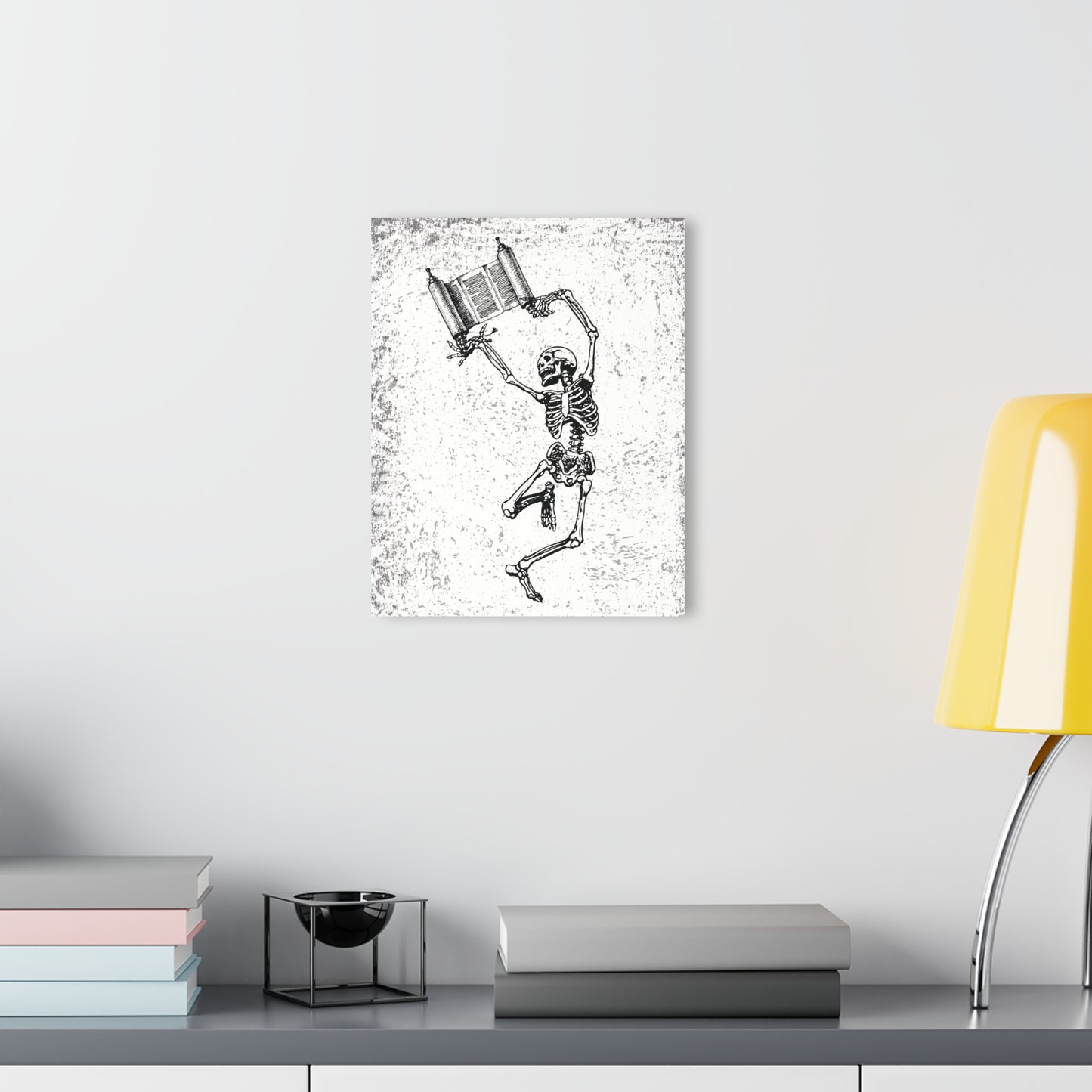 Skeleton Dancing With Torah Acrylic Wall Art Print