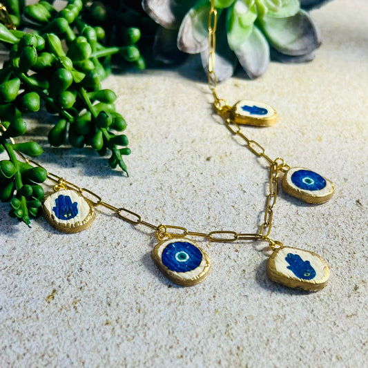 Evil Eye & Hamsa Charm Necklace