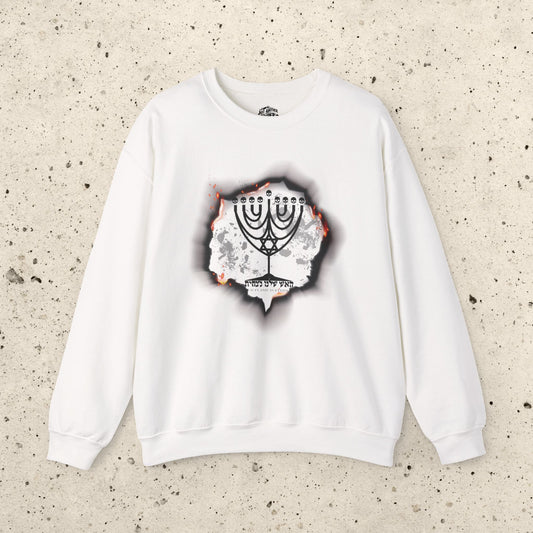 Burning Skull Menorah Crewneck Sweatshirt