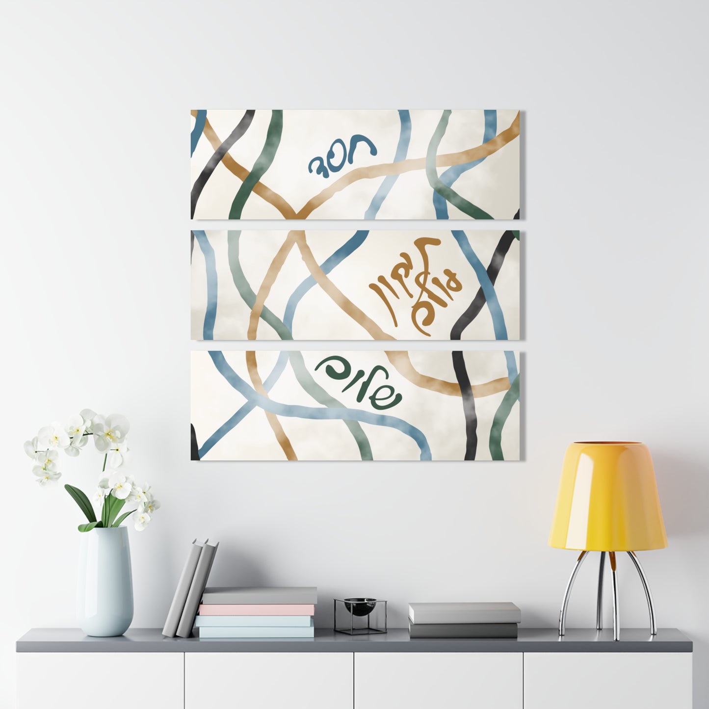 Chested-Tikkun Olam-Shalom Acrylic Wall Art Print Set
