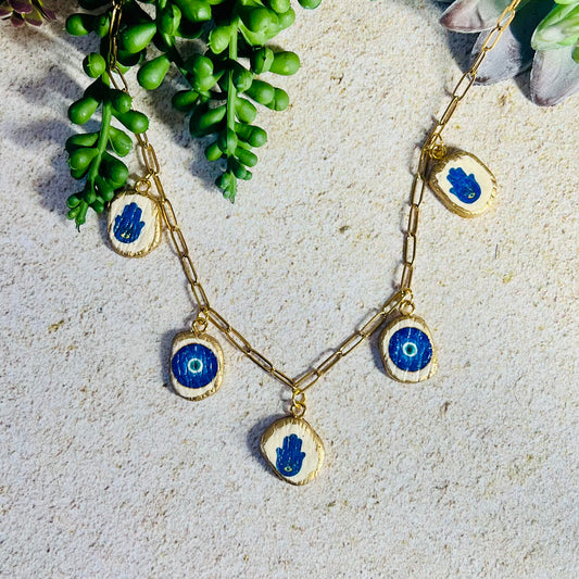 Evil Eye & Hamsa Charm Necklace
