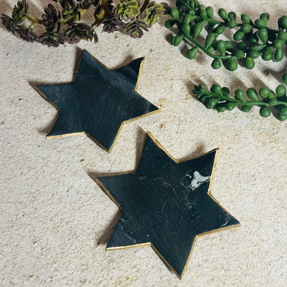 Black Star of David Flameless Candle Holder Set