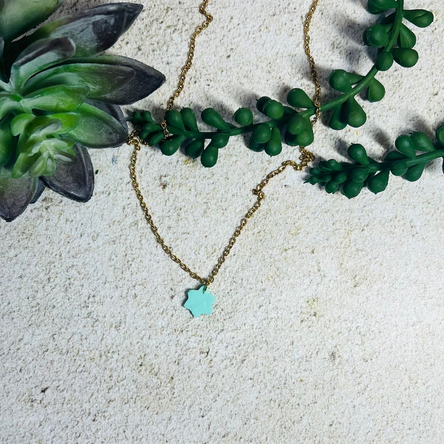 Green Petite Star of David Necklace