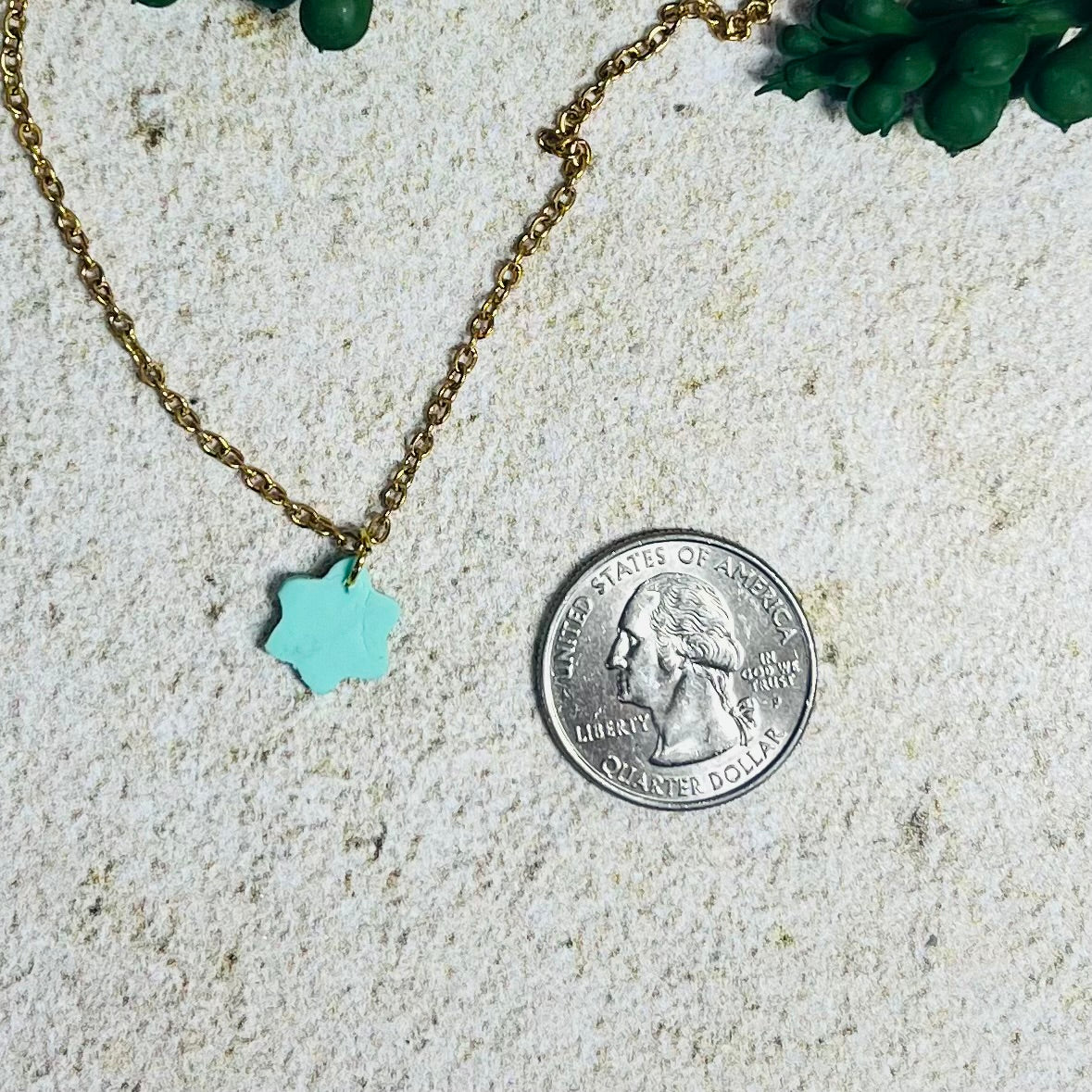 Green Petite Star of David Necklace