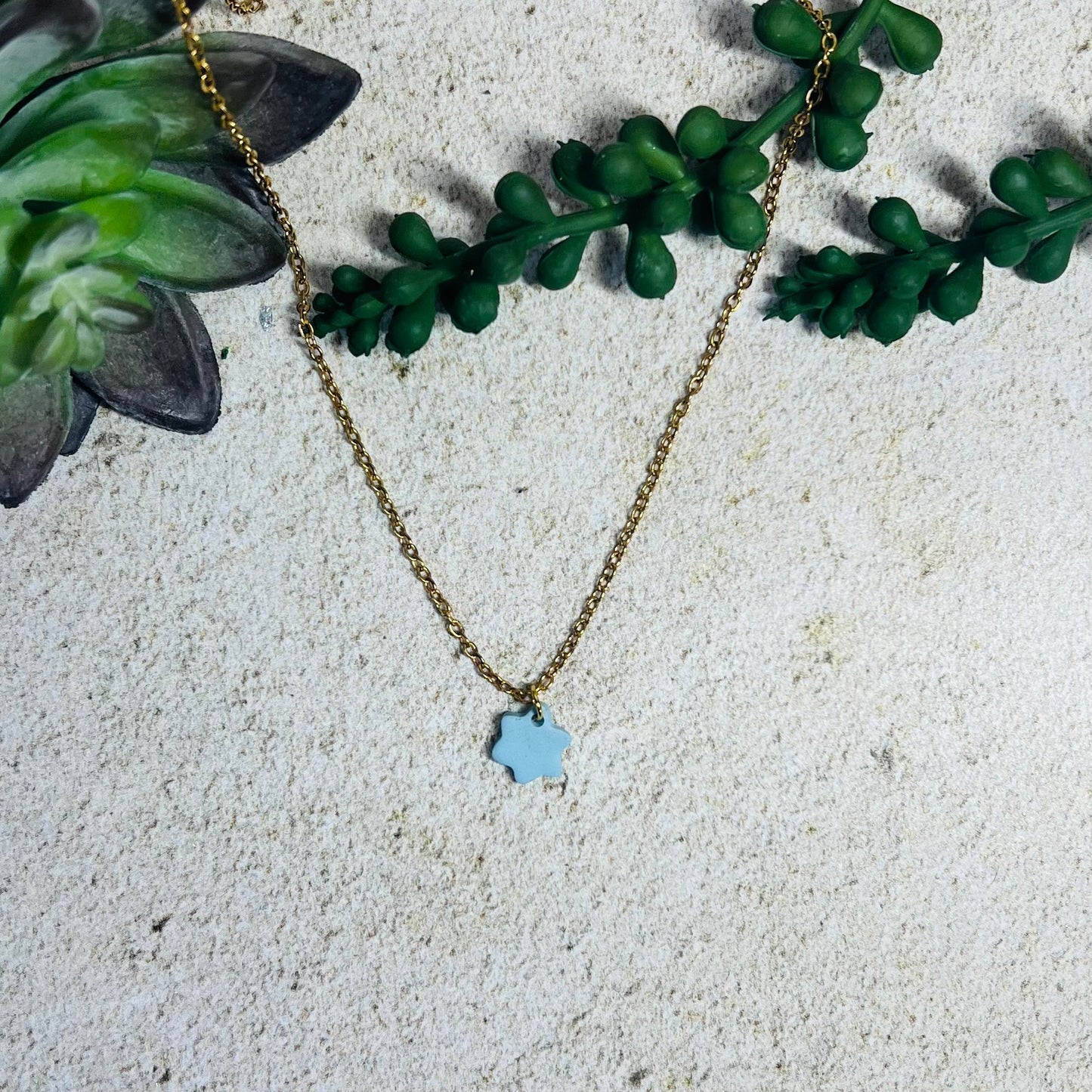 Blue Petite Star of David Necklace
