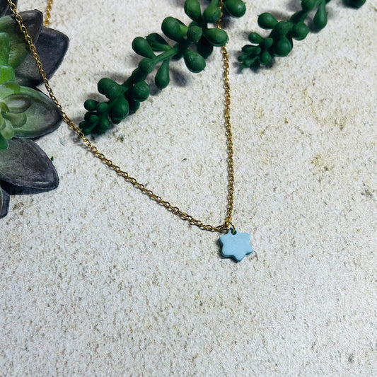 Blue Petite Star of David Necklace