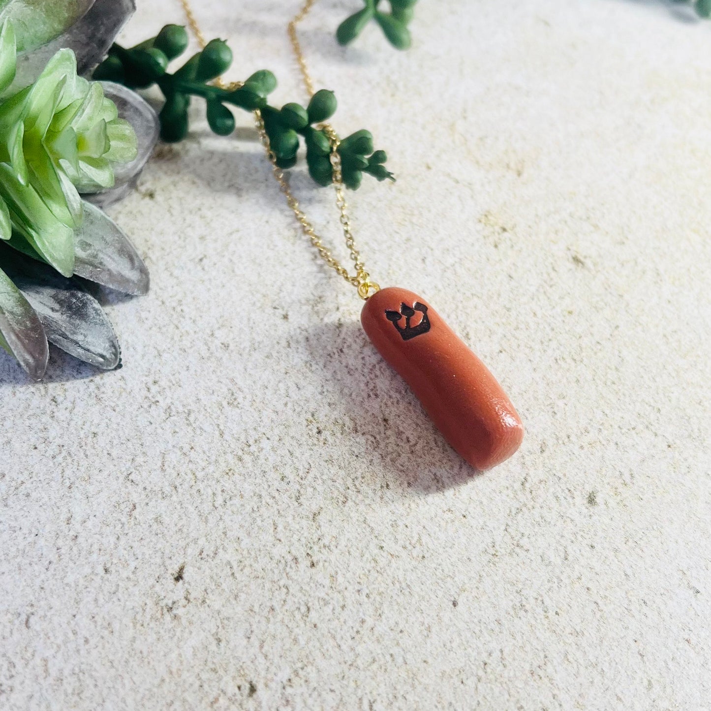 Terracotta Mezuzah Pendant Necklace
