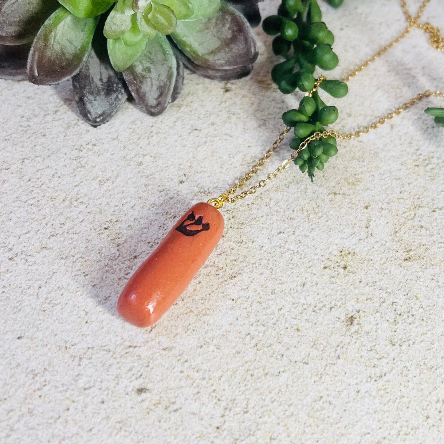 Terracotta Mezuzah Pendant Necklace