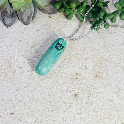 Blue Marbled Mezuzah Pendant Necklace