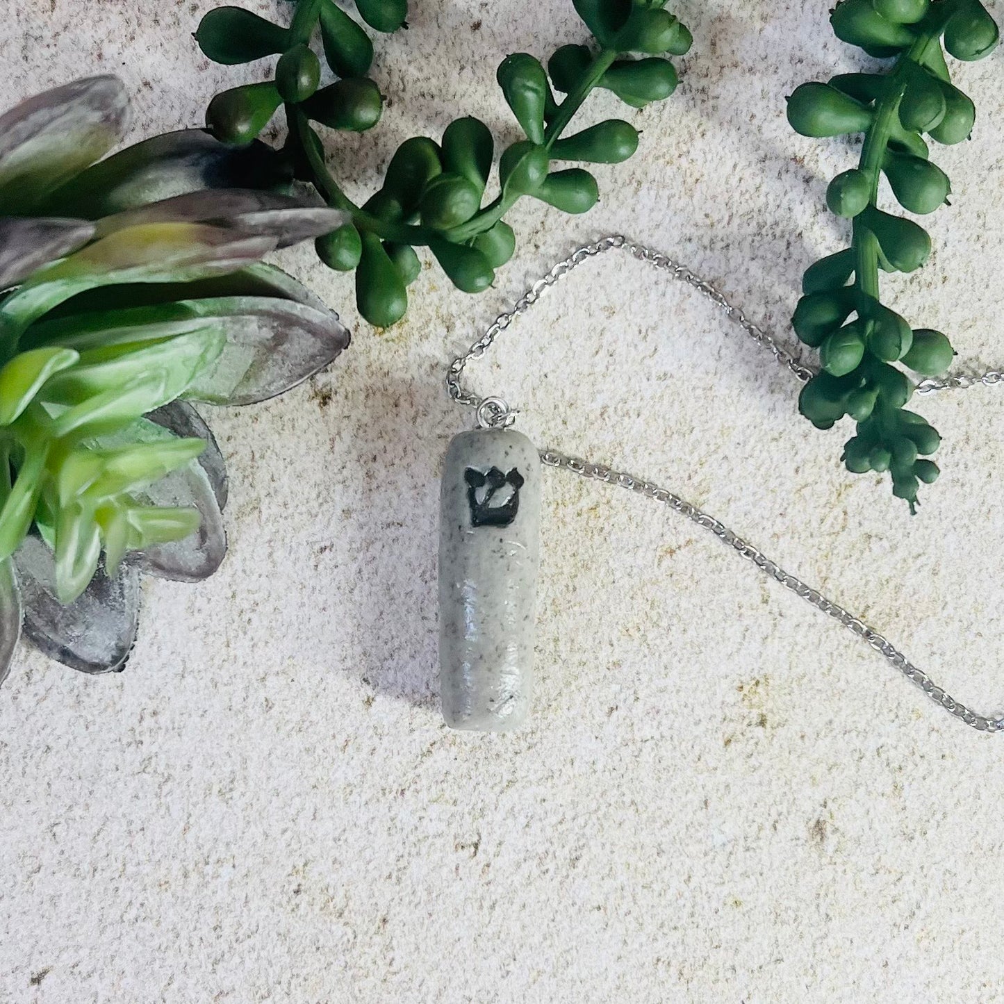 Granite Mezuzah Pendant Necklace