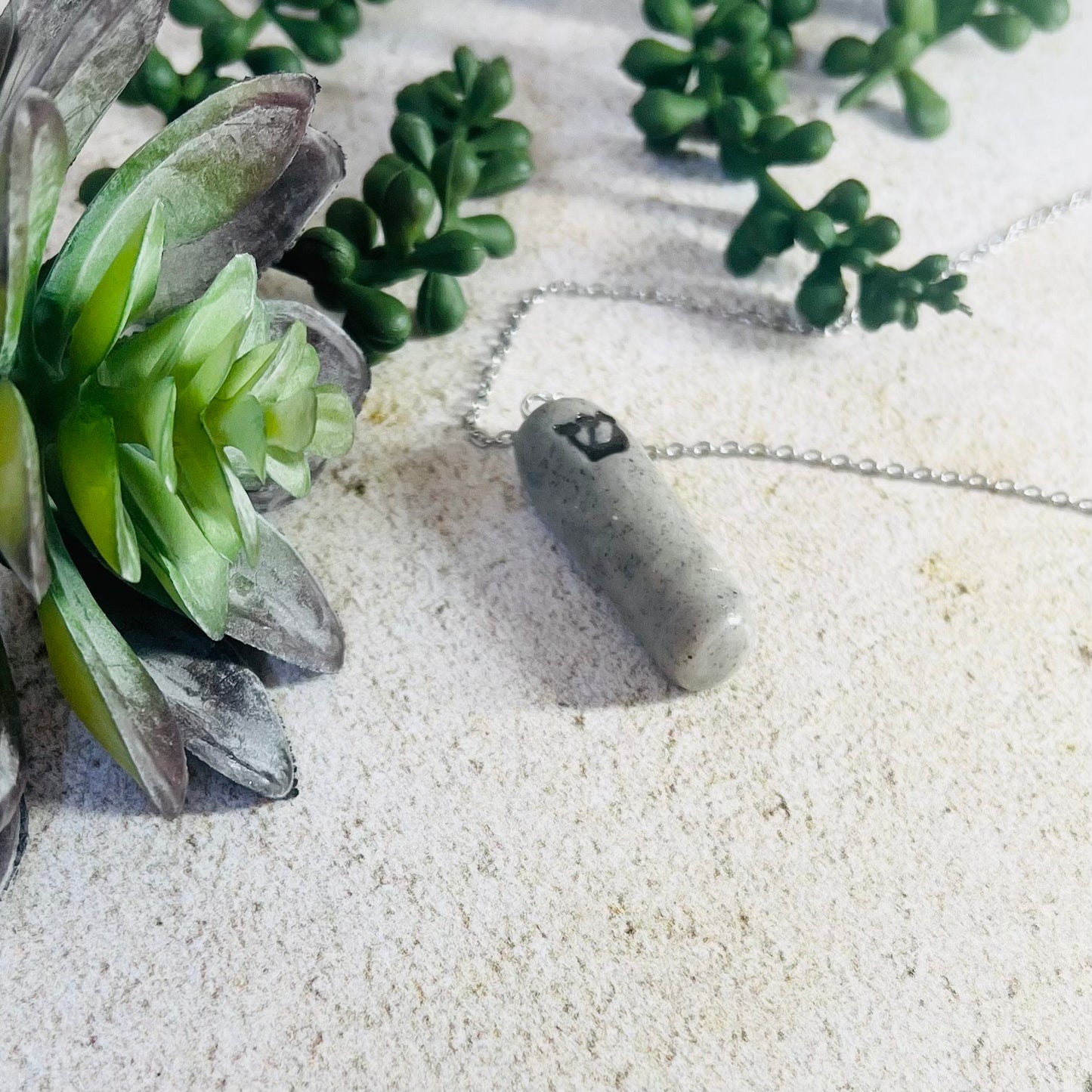 Granite Mezuzah Pendant Necklace