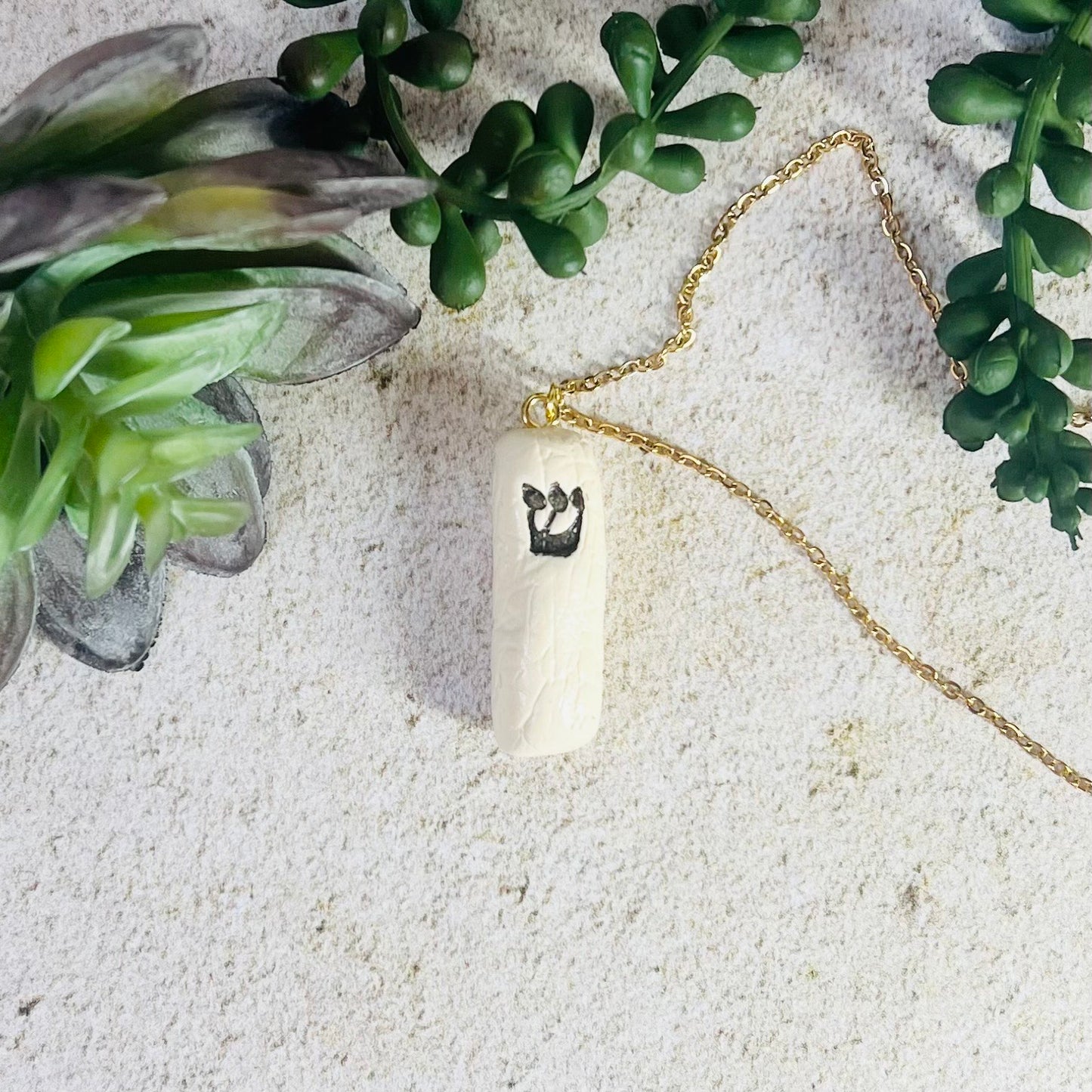 White Mezuzah Pendant Necklace