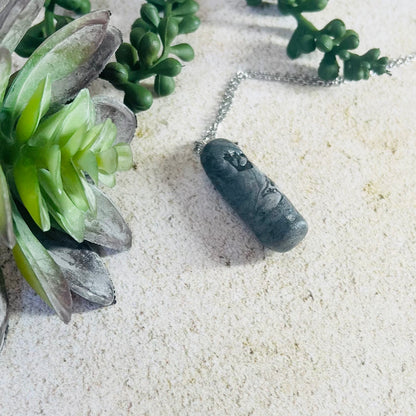 Black Marbled Mezuzah Pendant Necklace