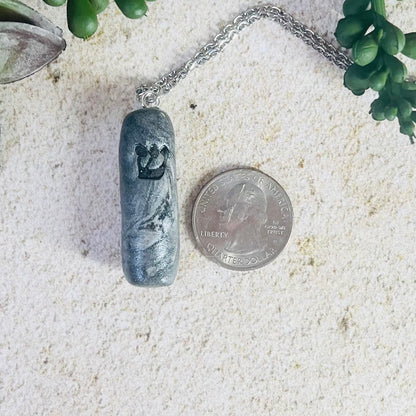 Black Marbled Mezuzah Pendant Necklace