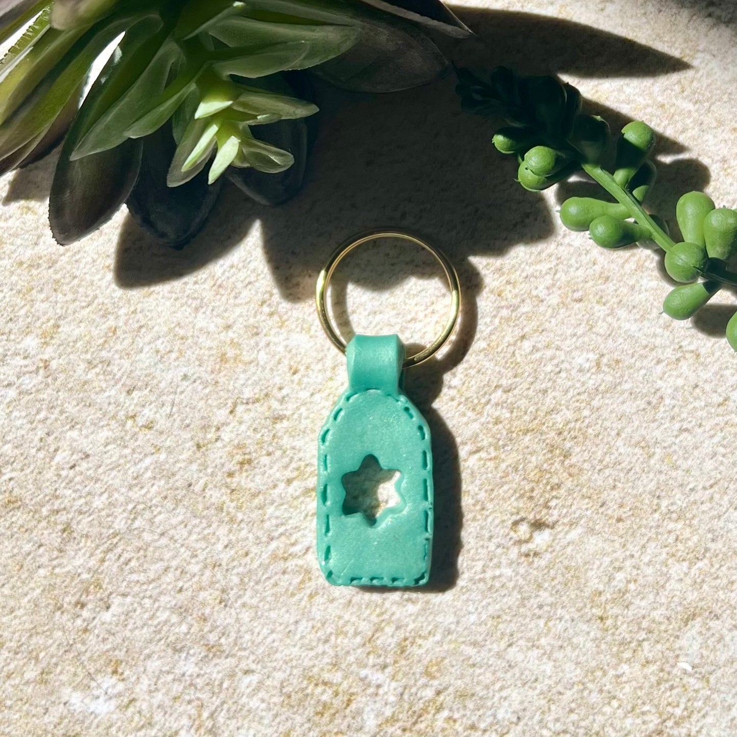 Rectangle Blue Star of David Keychain