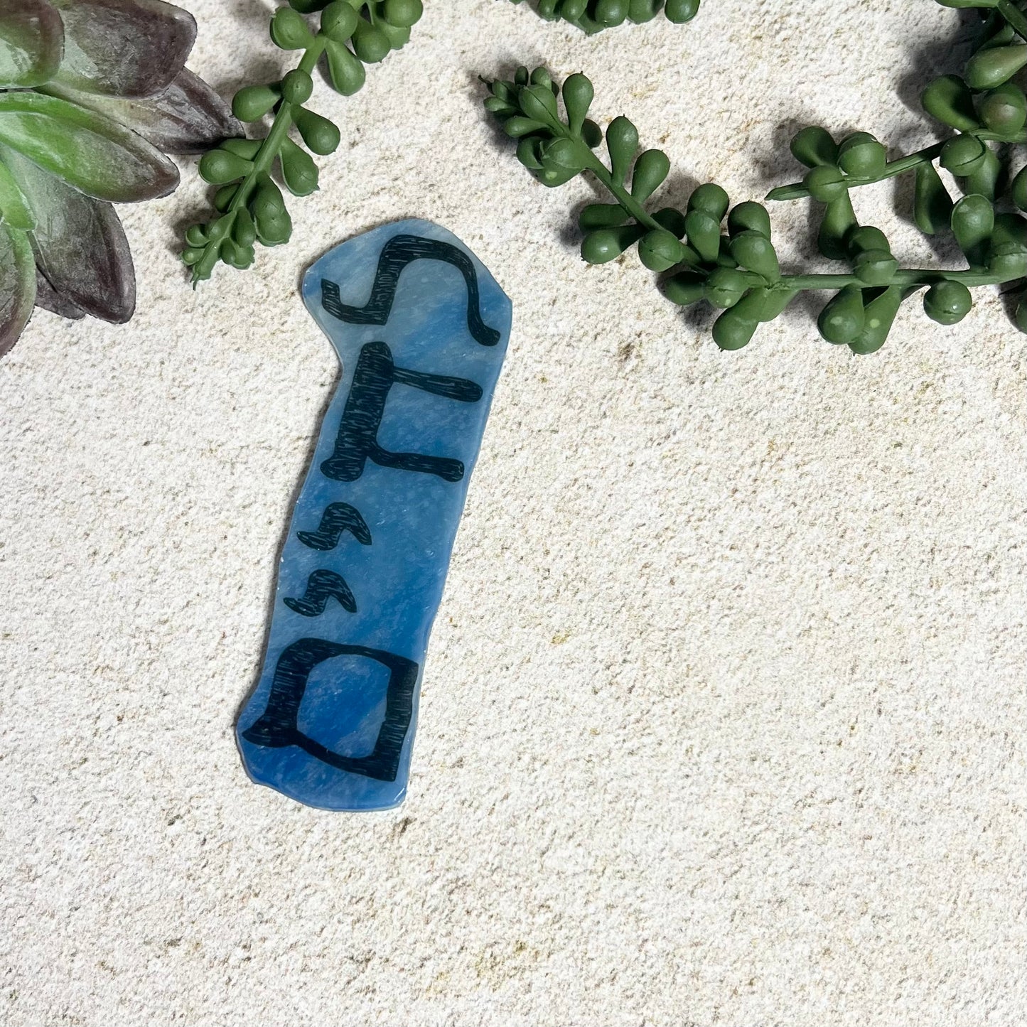 Petite Blue Marbled L'Chaim Bookmark