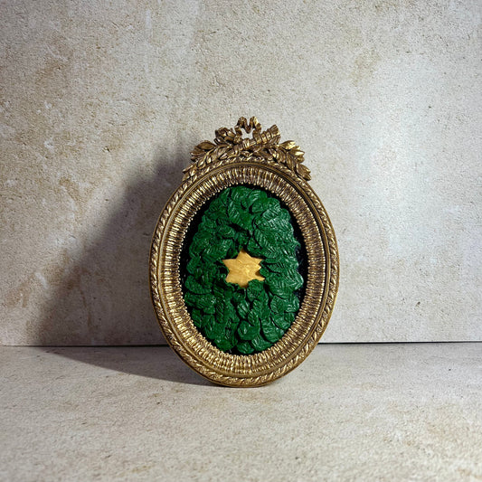 Leaf and Gold Star of David Framed Wall Art