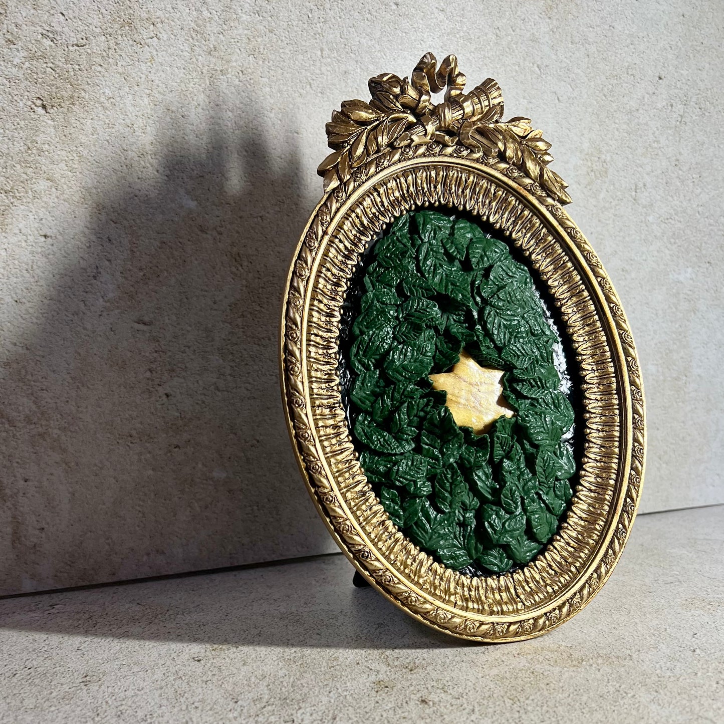 Leaf and Gold Star of David Framed Wall Art