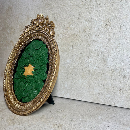 Leaf and Gold Star of David Framed Wall Art