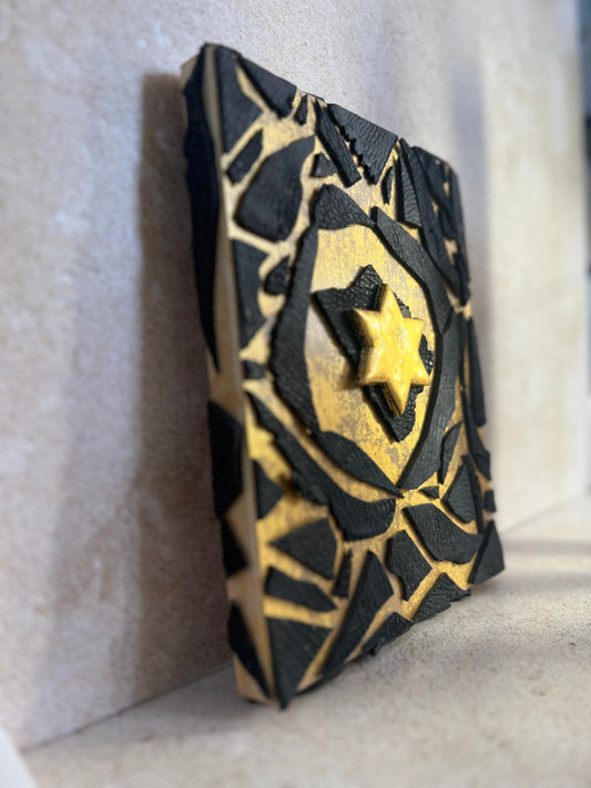 24k Gold Leaf Star of David Wall Art